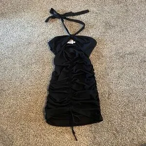 slim fit dress slacks Sonella Lace Halter Mini Dress Black main image 0
